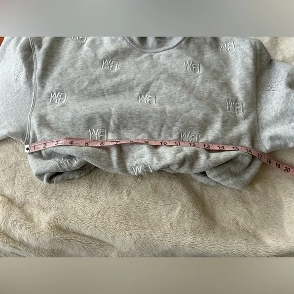 Alexander Wang All Over Logo Embroidery Monogram Turtleneck Sweatshirt Crop Top - Picture 10 of 17